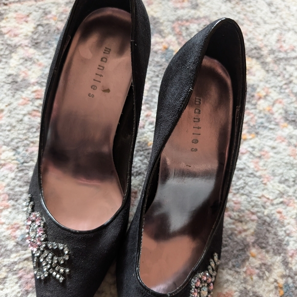 Elegant Black Embellished Heels Mantles Size 7 - Picture 6 of 6